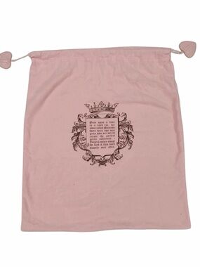 Vintage Pink Juicy Couture Draw String Storage Dust Bag Leather Hearts